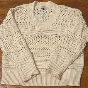 cream open knit sweater